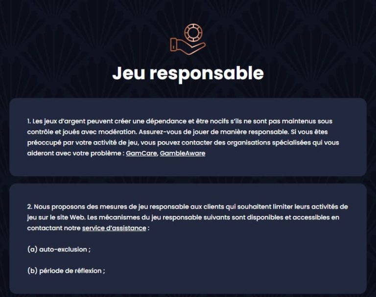 GreatSpin Casino jeu responsable